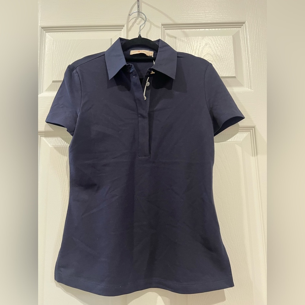 Tory Burch Women’s Polo Short Sleeve Shirt Navy Blue Size XS COTTON, STRETCH